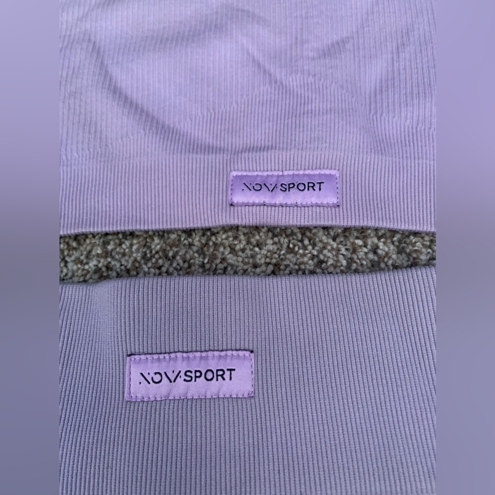 Seamless Lavender Ribbed One-Shoulder Active Set - Picture 2 of 4